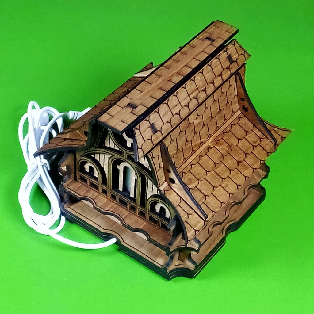 Handcrafted Wooden Fairy House Night Light, Cozy Forest Cabin Lamp, Woodland Nursery Decor