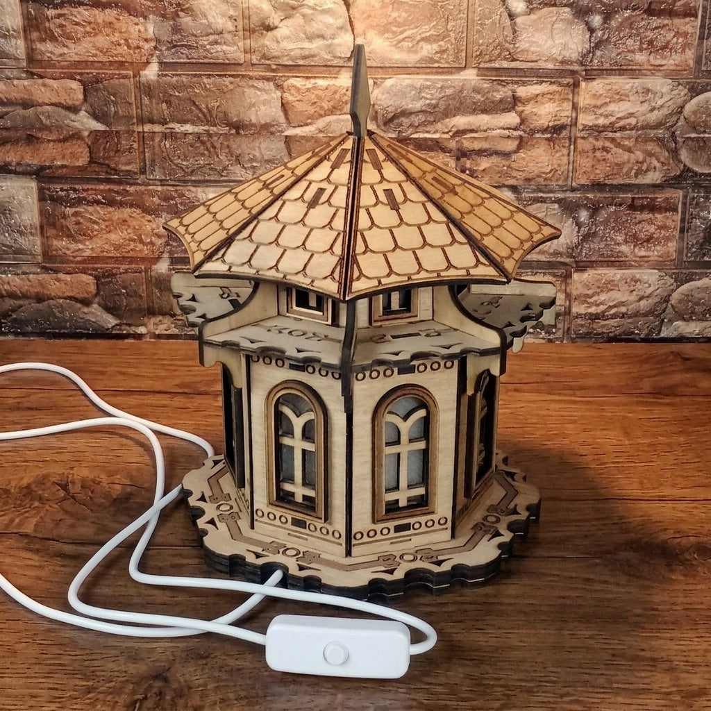 Wooden Fairy Tale Castle Night Light, Kids Room Decor, Nursery Table Lamp