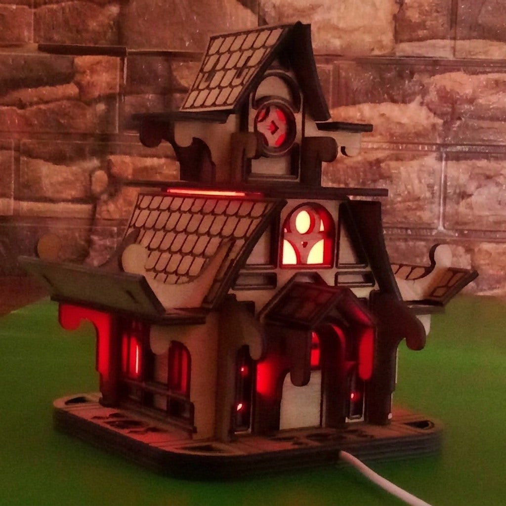 Handmade Wooden Fairy House Night Light - Smart LED Kids Castle Lamp