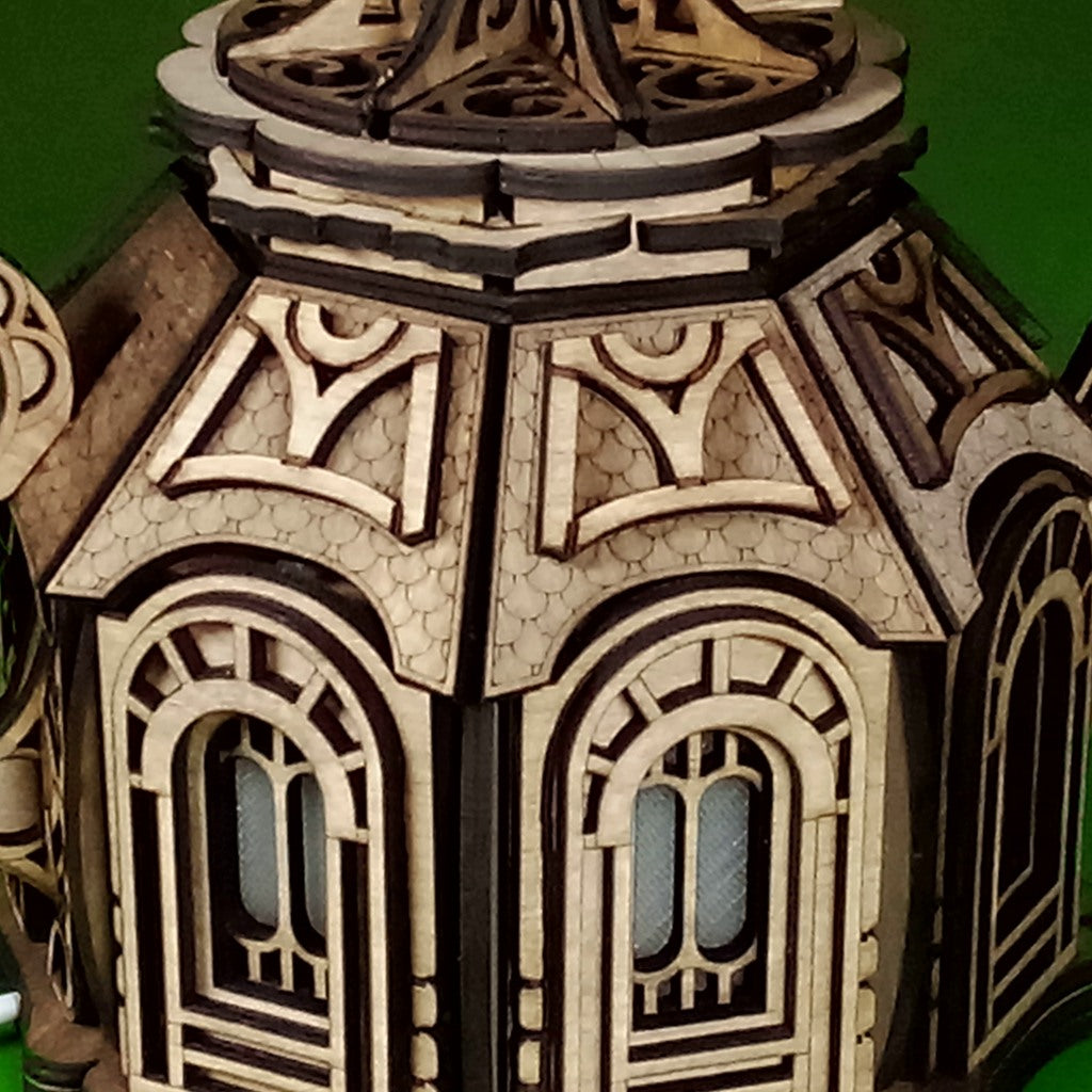 Teapot Fairy House Night Light: Laser Cut Plywood Children's Lamp