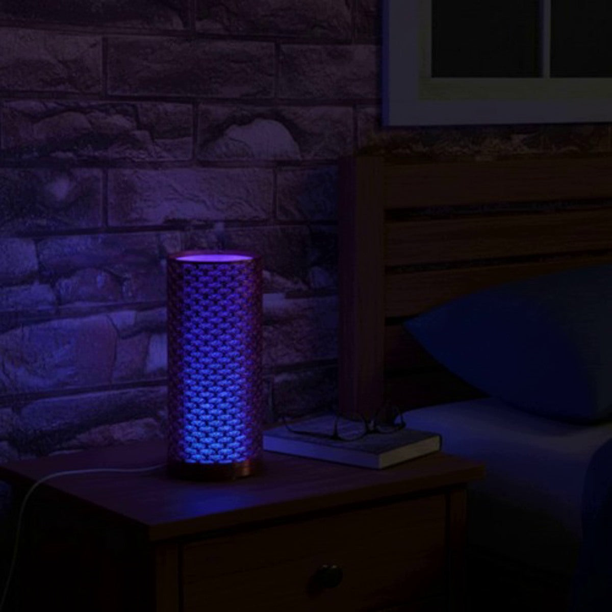 Cylindrical "Kumiko" RGB LED Night Light / Desk Lamp (Copper Edition)