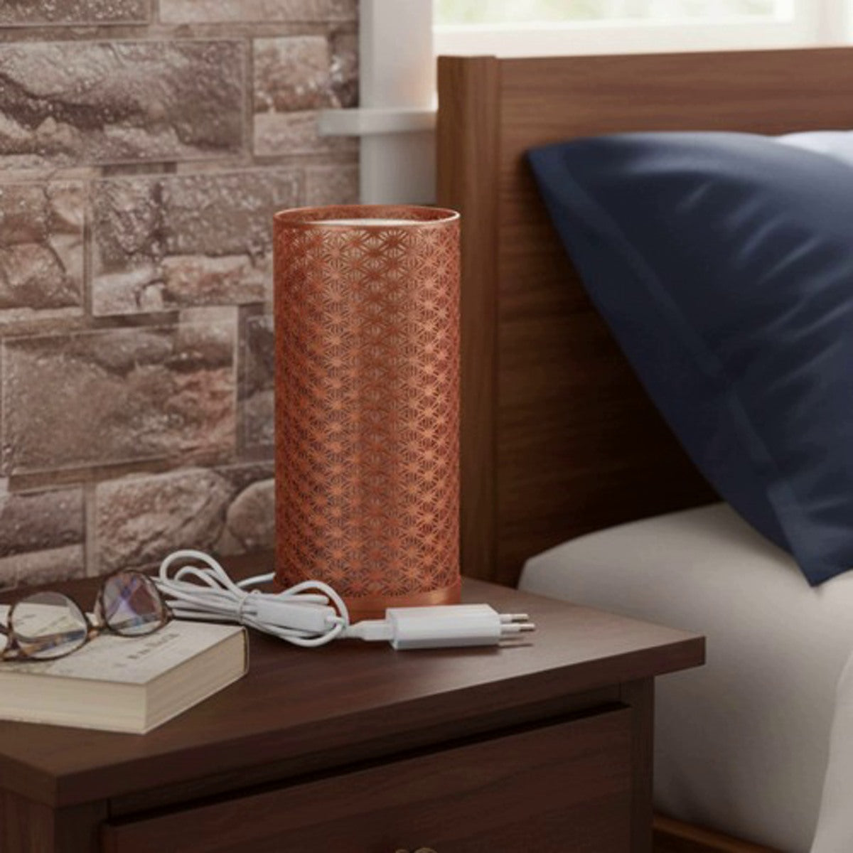 Cylindrical "Kumiko" RGB LED Night Light / Desk Lamp (Copper Edition)