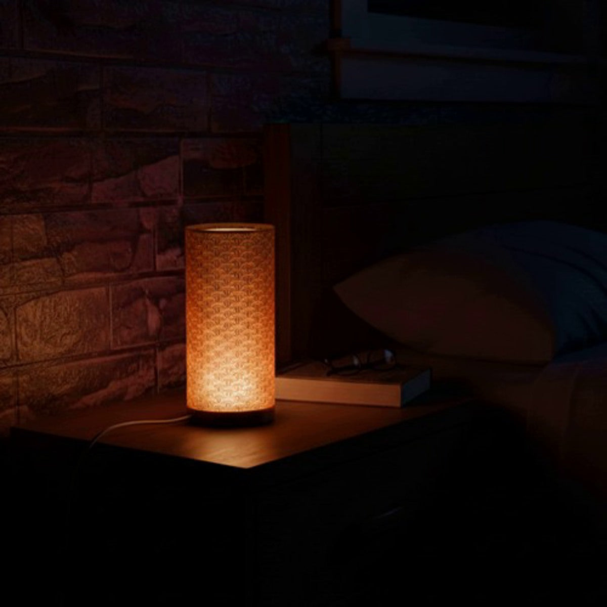 Cylindrical "Kumiko" RGB LED Night Light / Desk Lamp (Copper Edition)