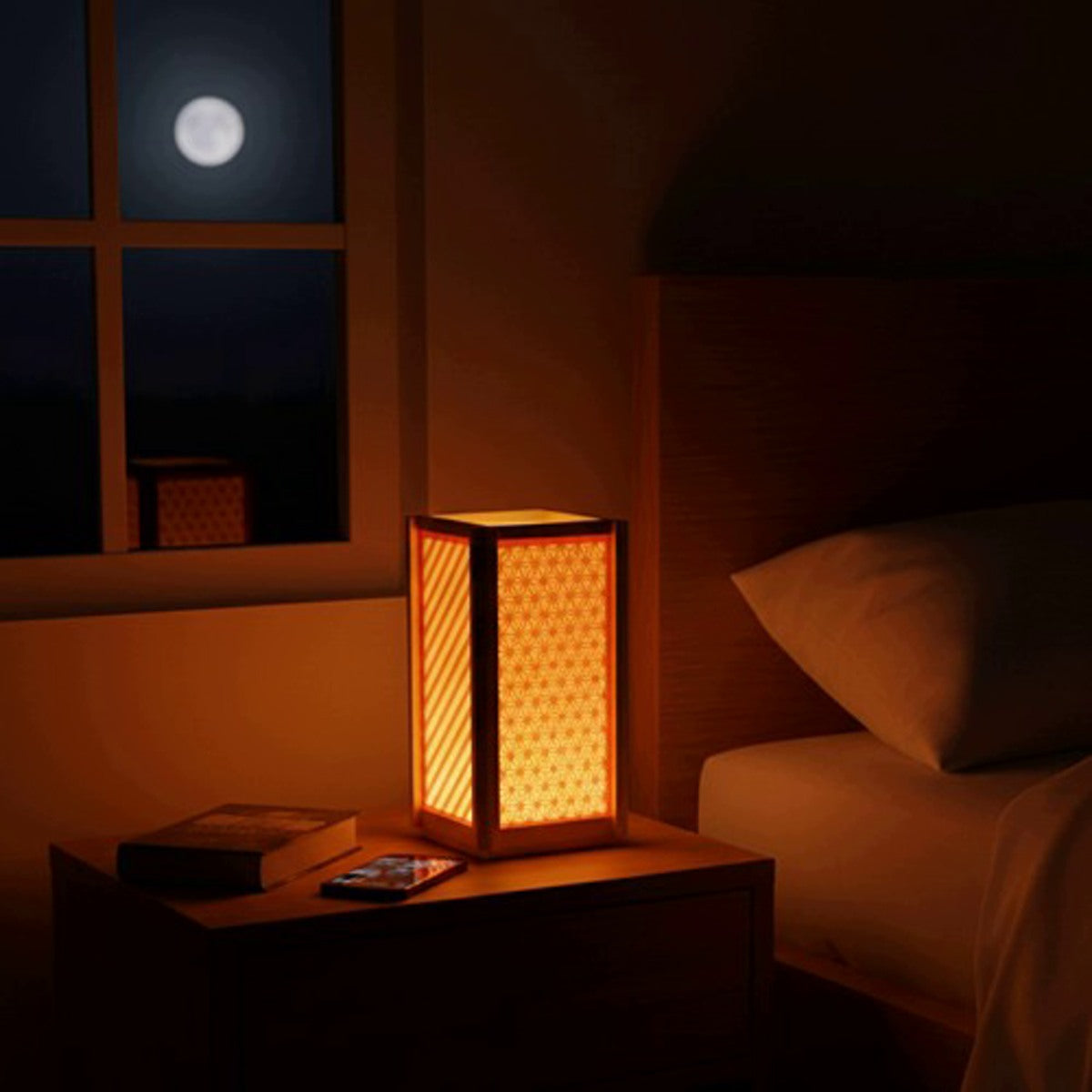 Rectangular LED night light RGB in Kumiko style