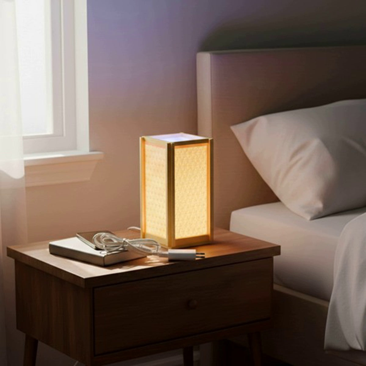 Rectangular LED night light RGB in Kumiko style