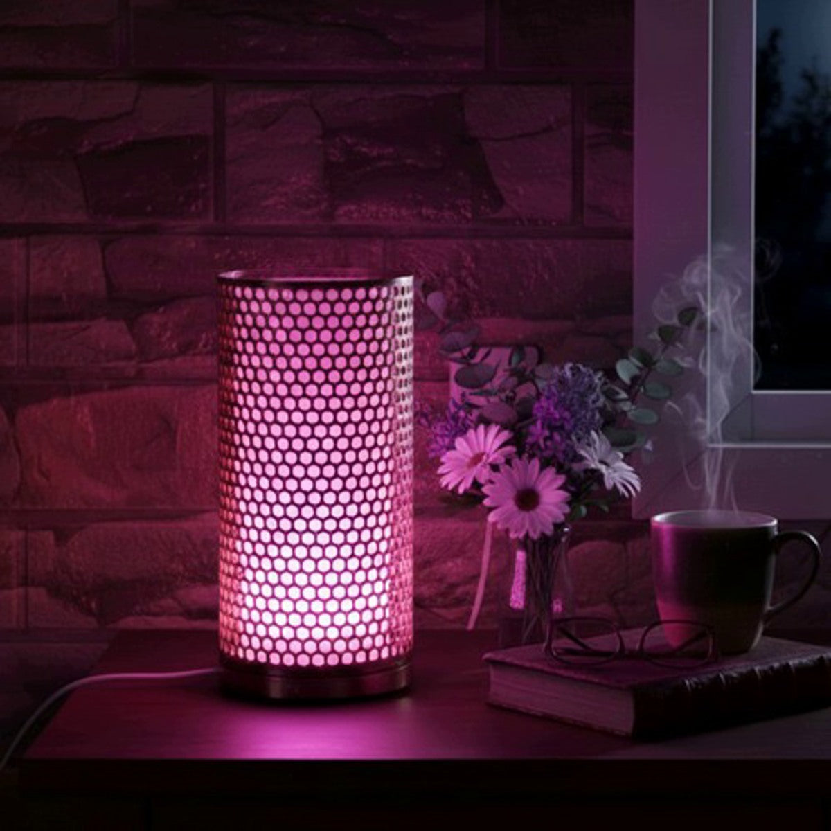 RGB LED lamp in white gold color, printed on a 3D printer