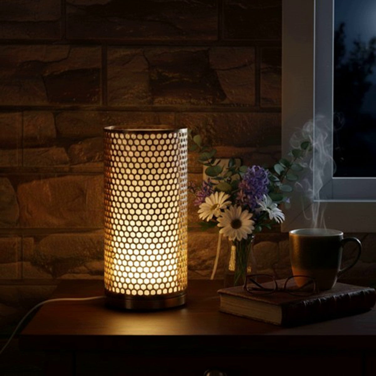 RGB LED lamp in white gold color, printed on a 3D printer