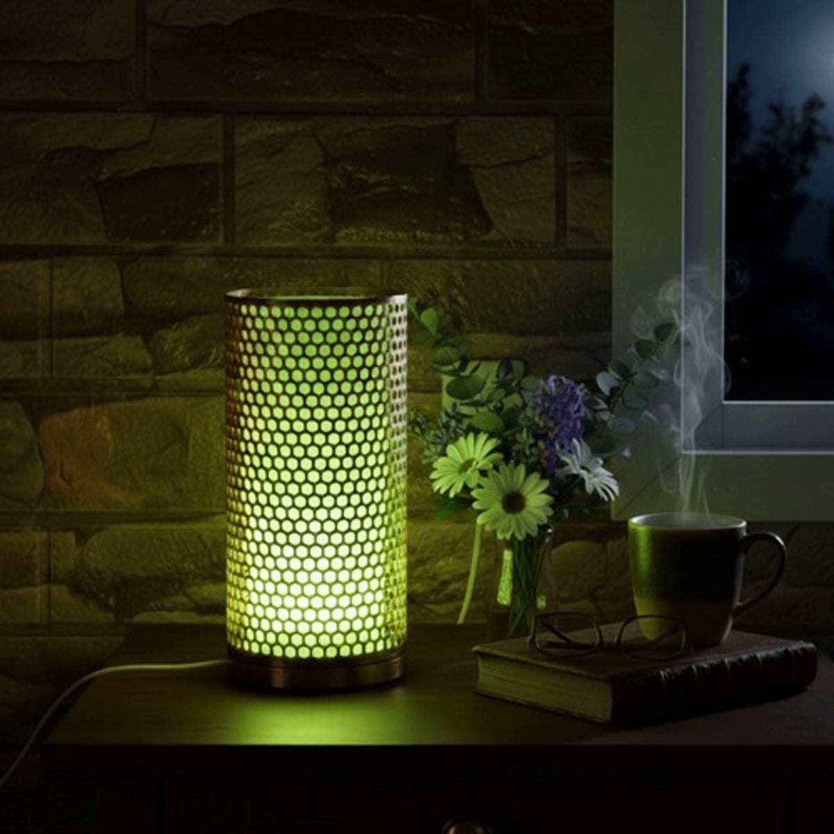 RGB LED lamp in white gold color, printed on a 3D printer