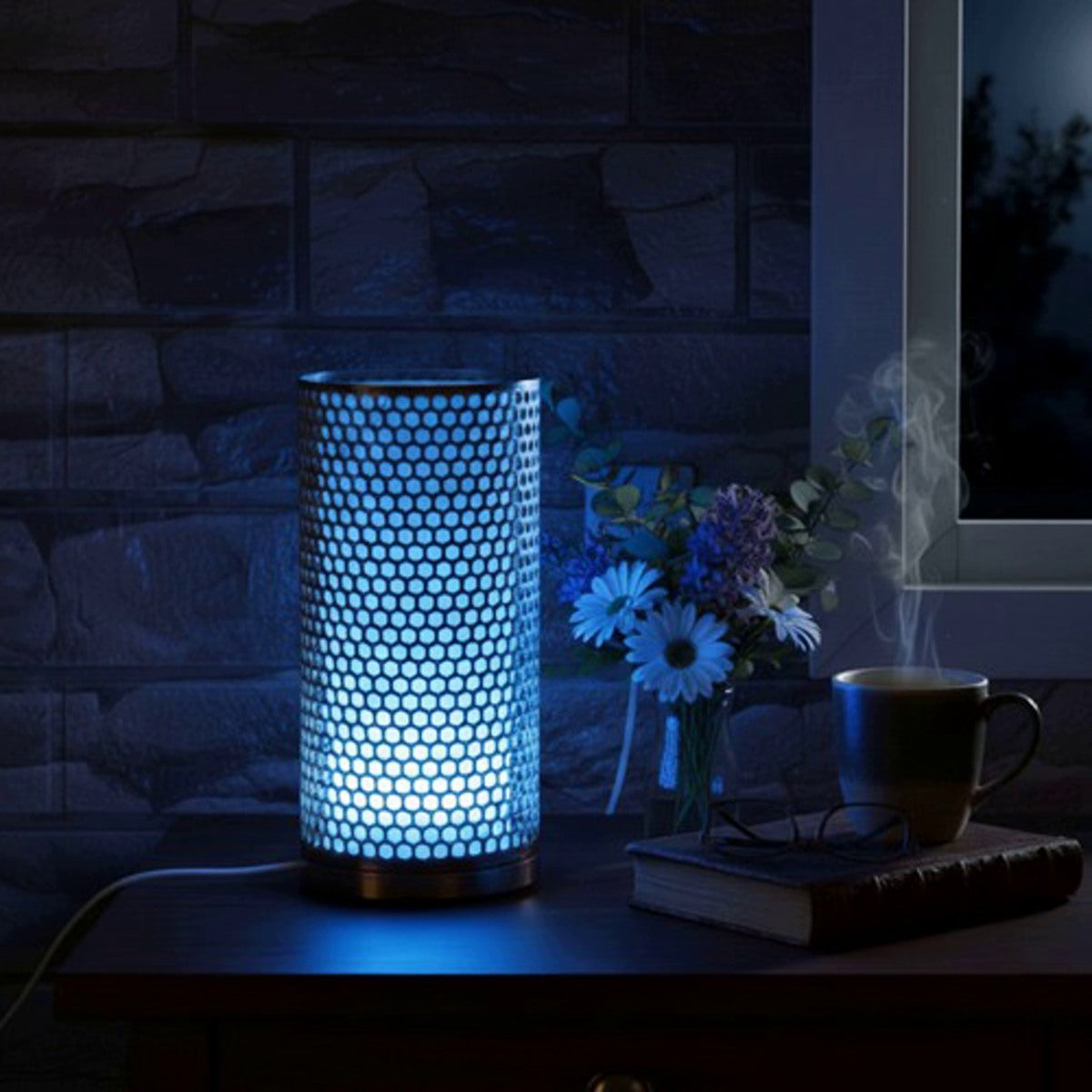 RGB LED lamp in white gold color, printed on a 3D printer