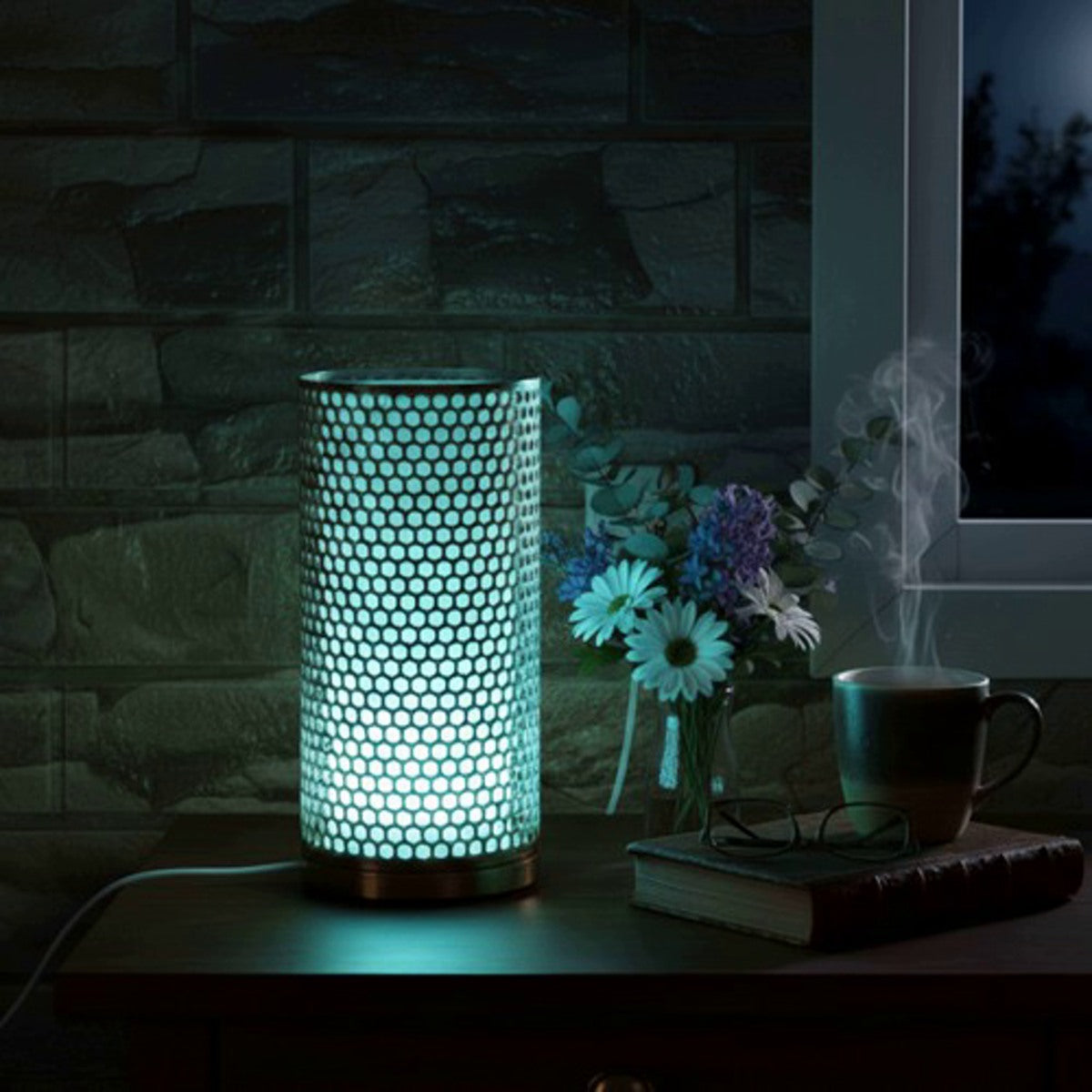 RGB LED lamp in white gold color, printed on a 3D printer