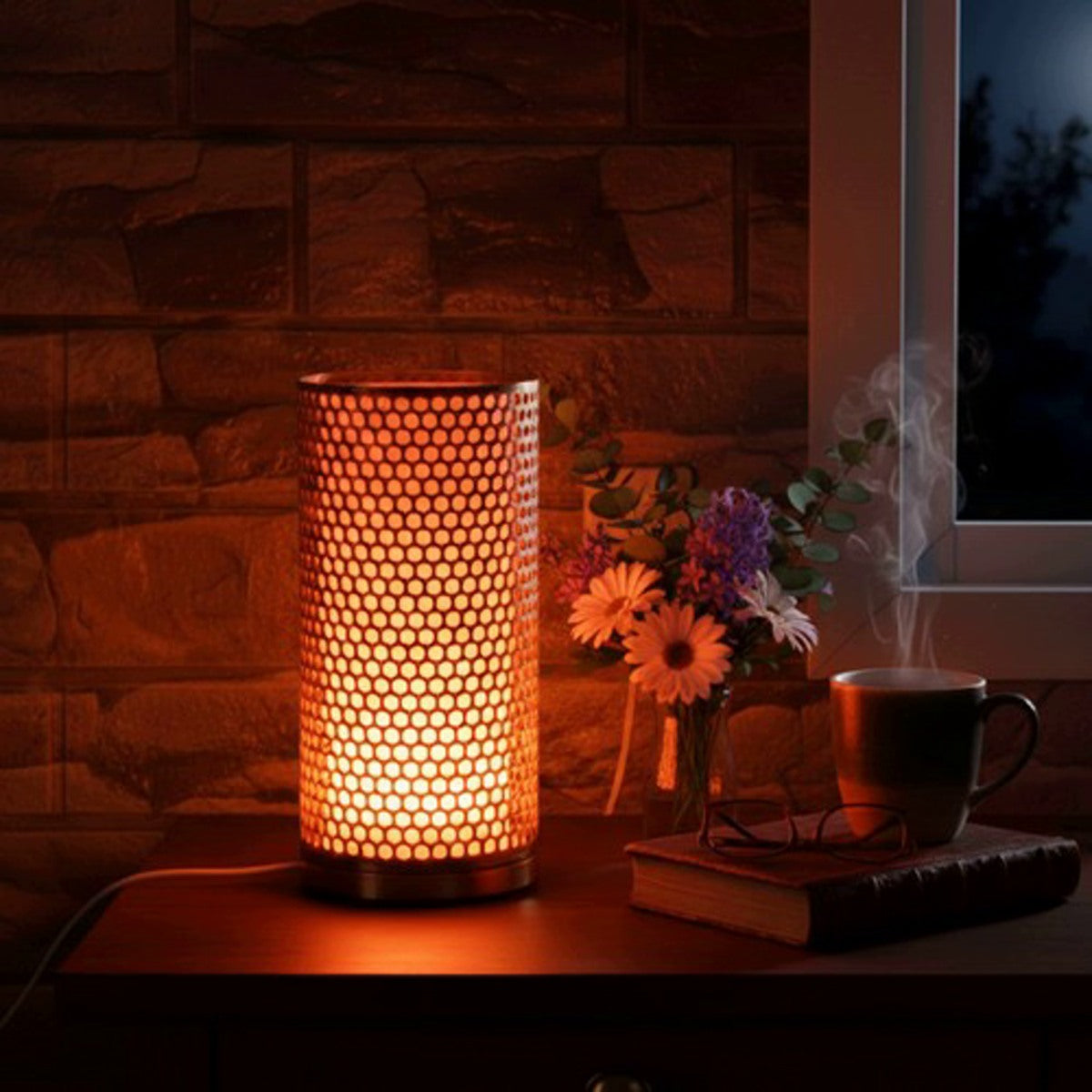 RGB LED lamp in white gold color, printed on a 3D printer